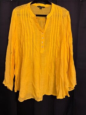 Zac & Rachel Woman Yellow Lightweight Button-Front Women's Tunic Gd Cond Sz 2X